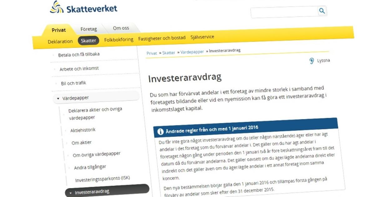 Då Har Du Rätt Till Investeraravdrag När Du Investerar | Tessin